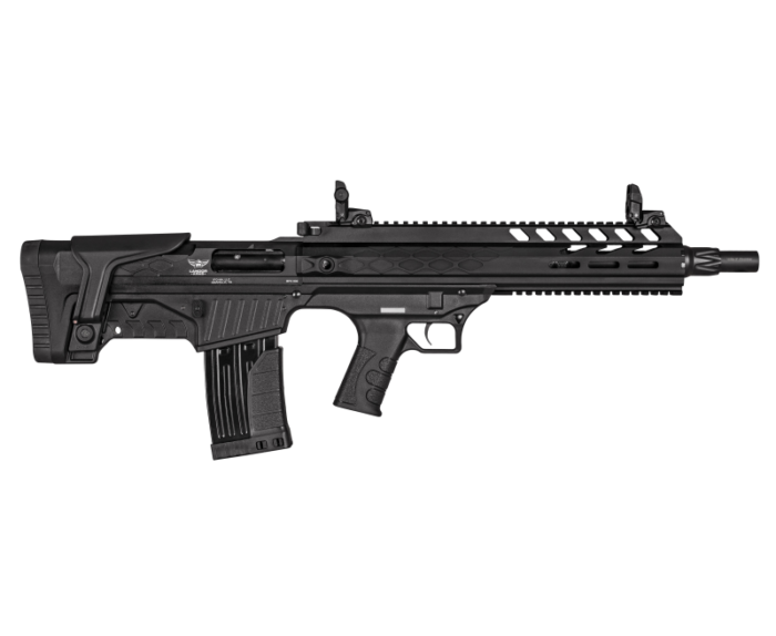 549.99 The Landor Arms BPX 902 delivers a reliable, durable, and high performance semi-automatic shotgun. It comes chambered in 12GA with a 3 inch chamber and an 18.5 inch barrel. Features include a fixed bullpup stock, folding sights, and three 5 round magazines. Get this gun today for the best price online from us!